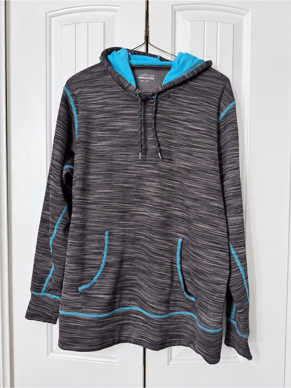 BCBG Charcoal Gray Hoodie with Turquoise Trim